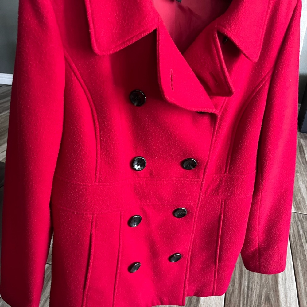 Women’s Style&Co. Stretch Double Breasted Red Coat Large